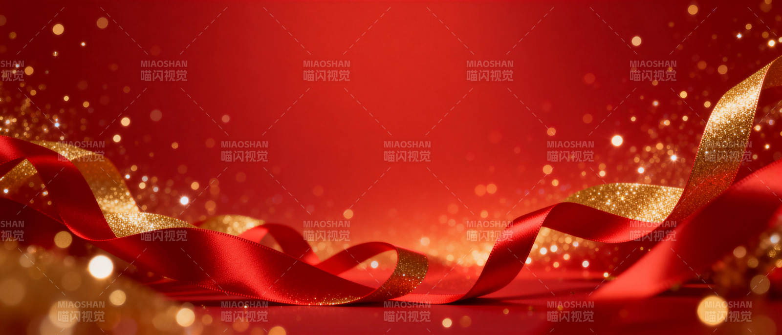 红金丝带闪耀背景图片