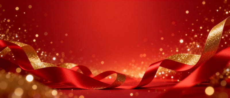 红金丝带闪耀背景图片
