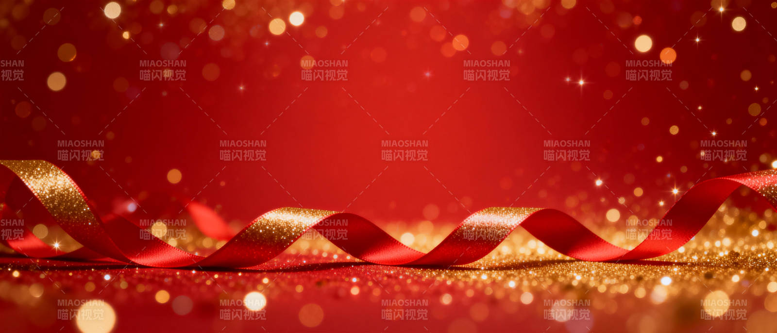 红金丝带闪耀背景图片