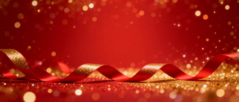 红金丝带闪耀背景图片