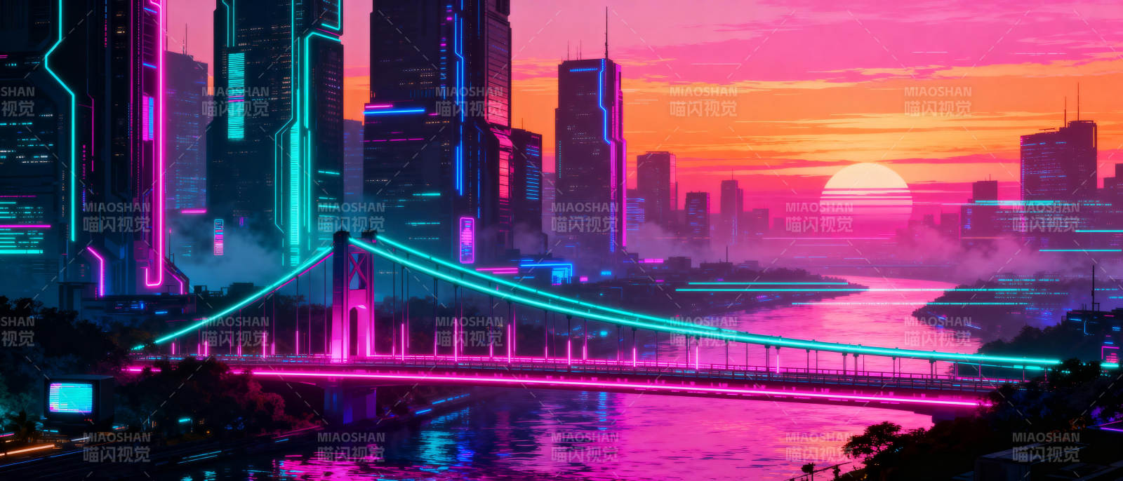 霓虹都市夜景图片