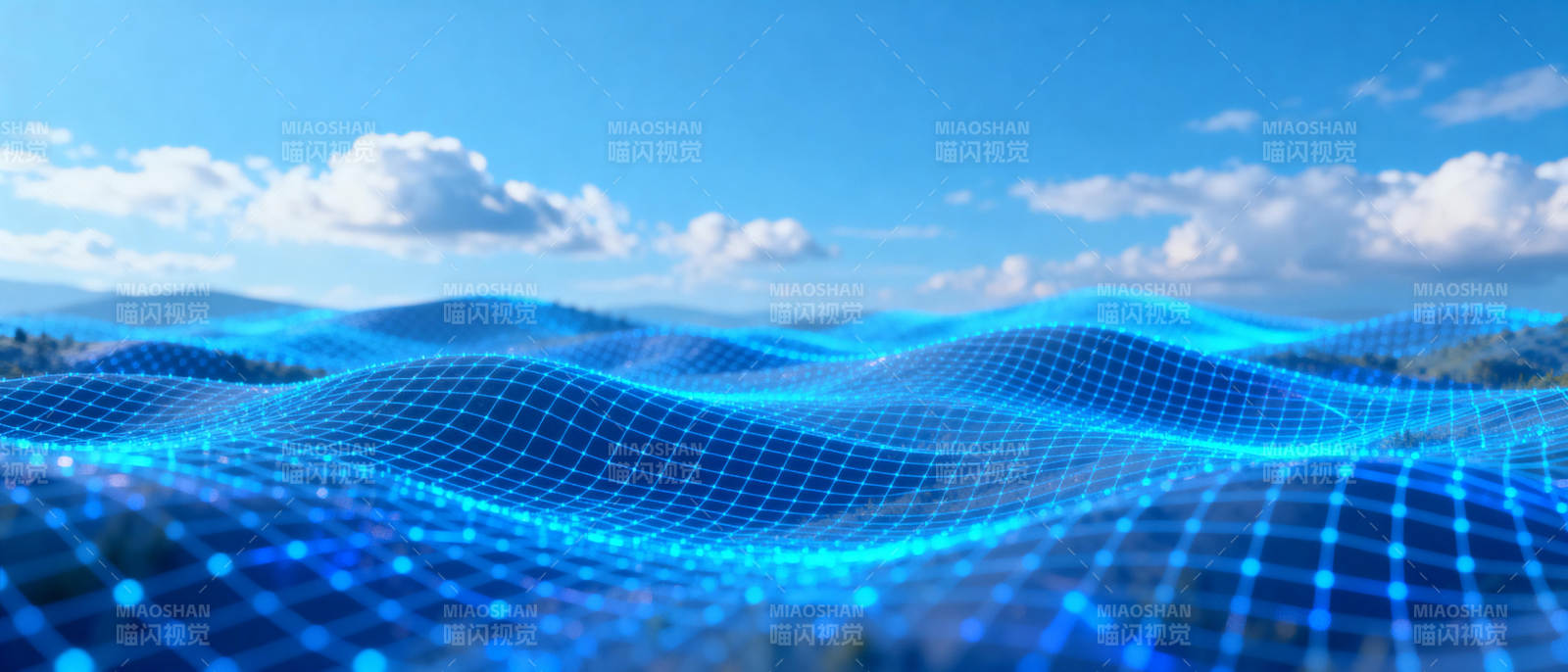 蓝色波浪科技风景图片