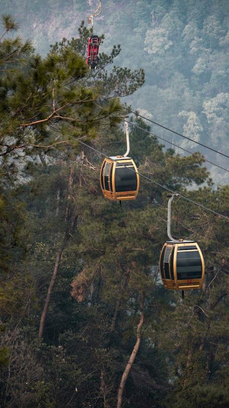 重庆南温泉缆车穿林而过图片