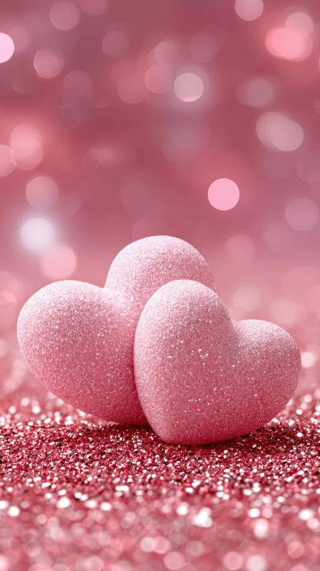 粉色心形装饰品浪漫背景图片