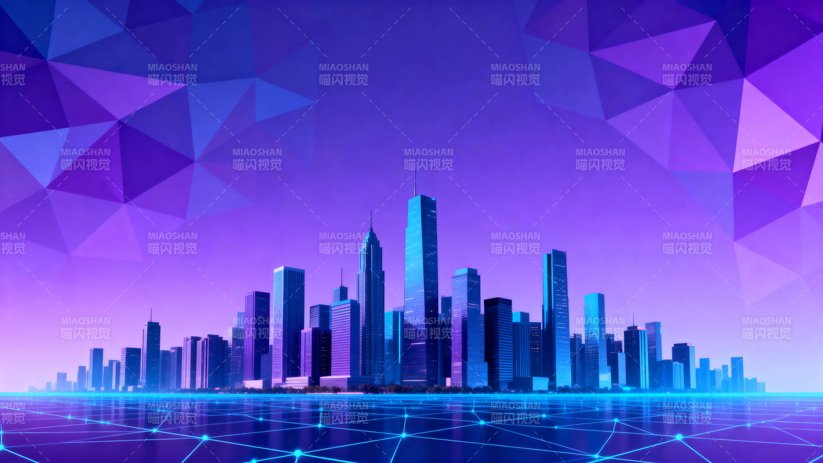 紫色科技城市背景图片