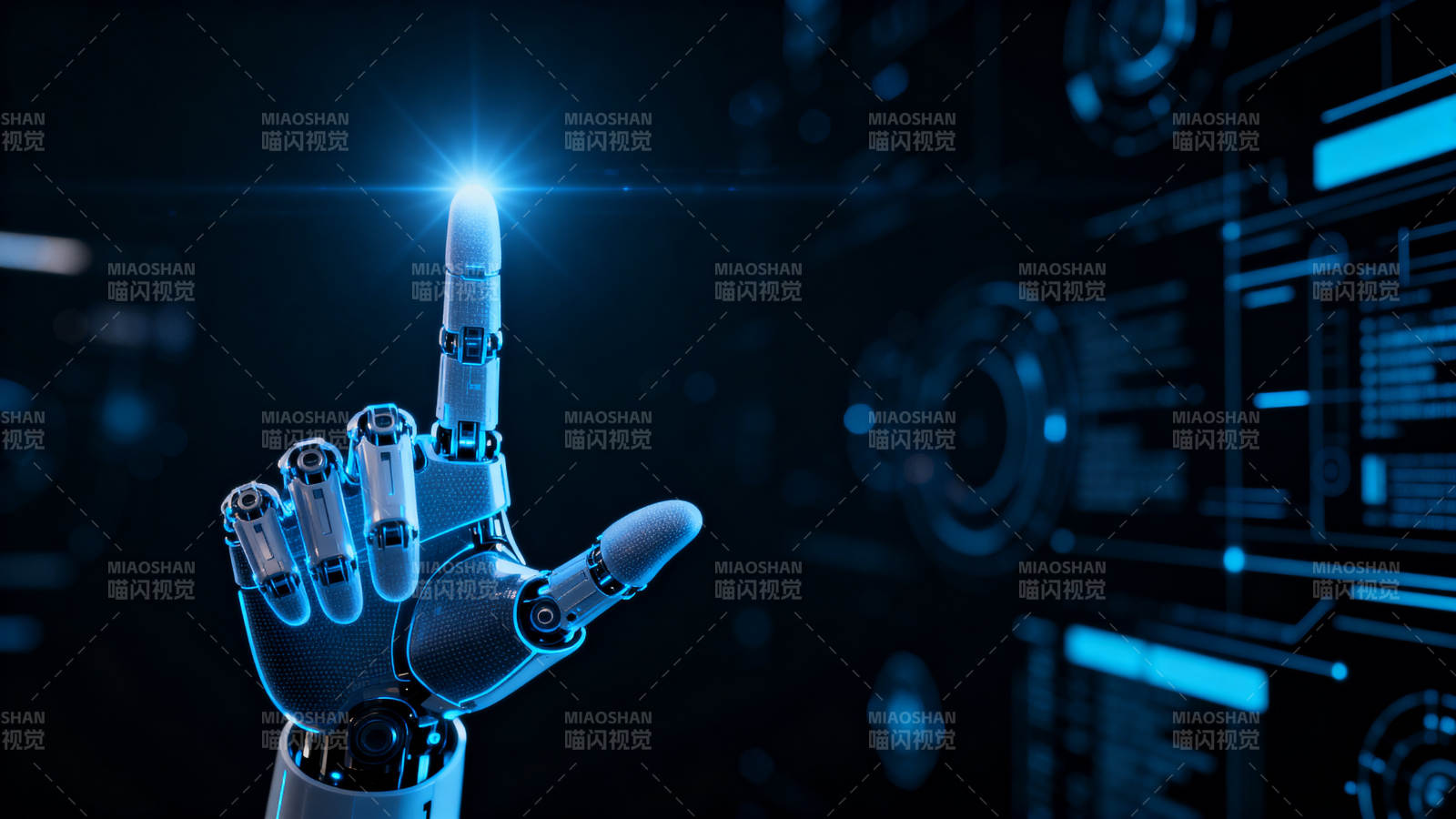 机器人手指触碰科技界面图片