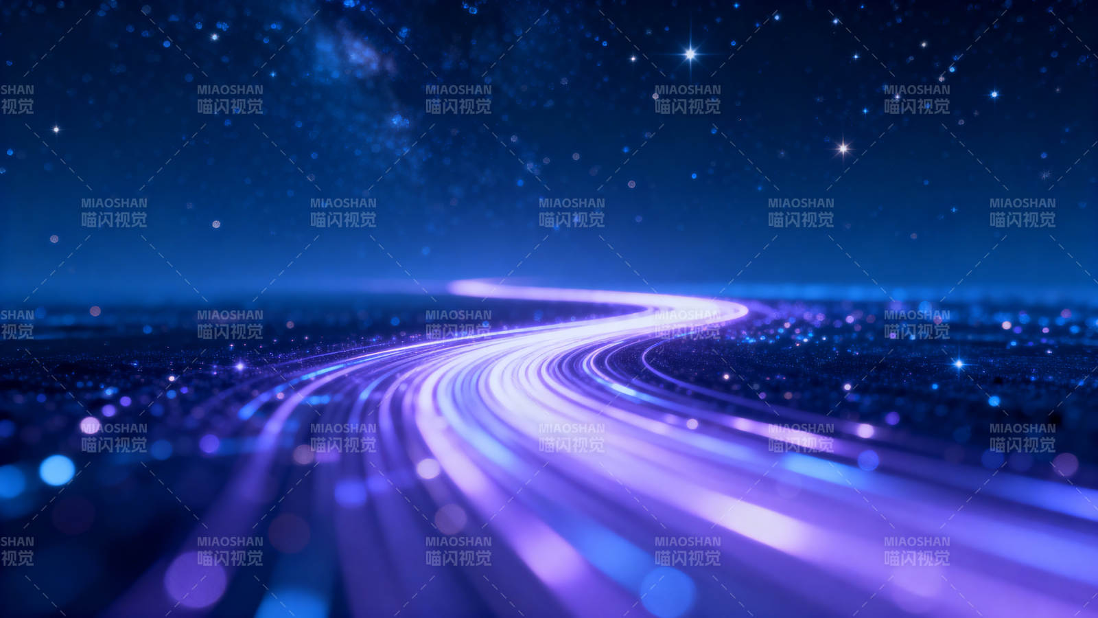 星空下的光轨之路图片