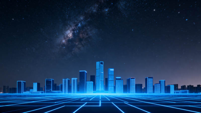 未来城市科技夜景图片