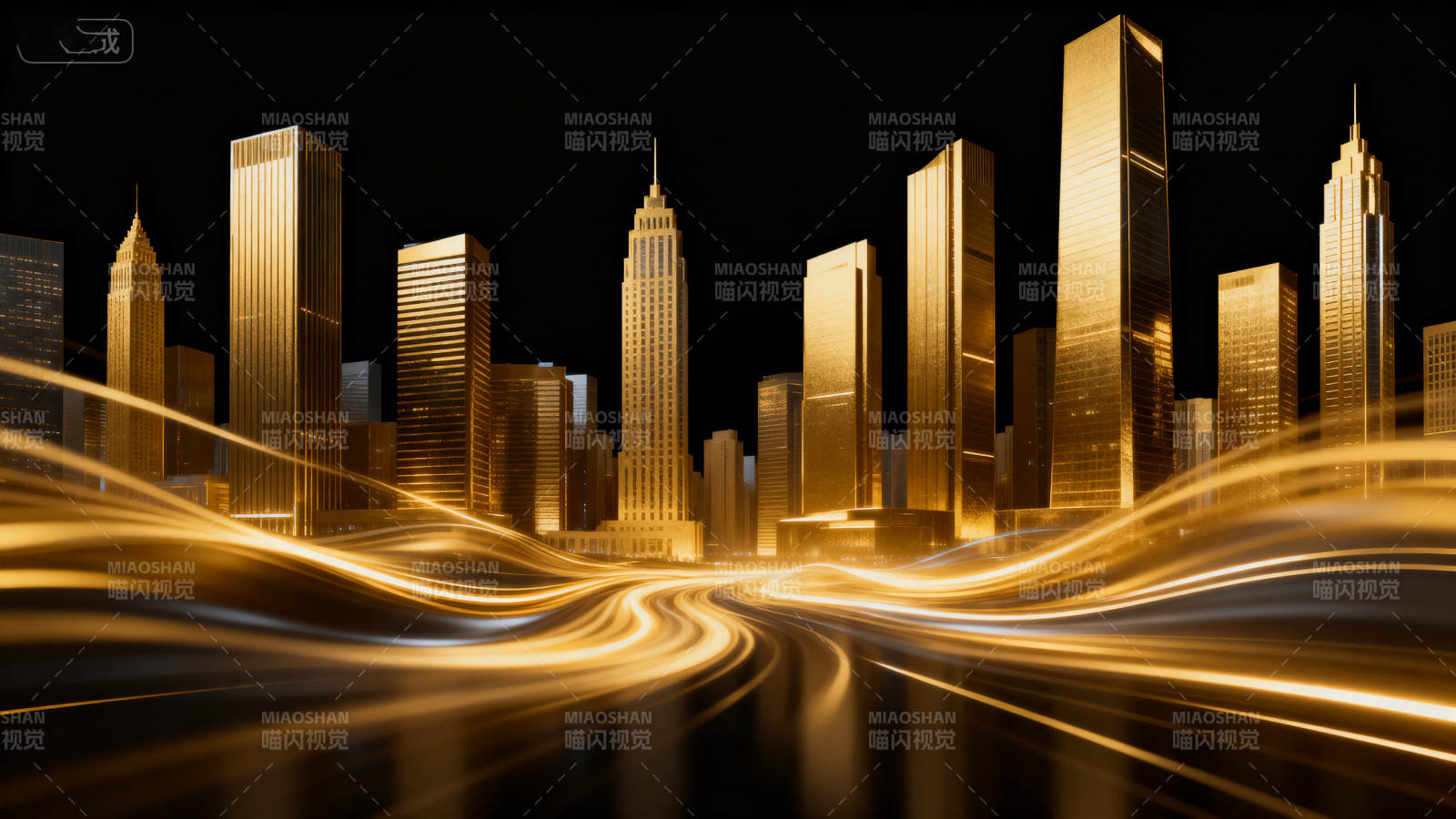 金色城市建筑抽象背景图片