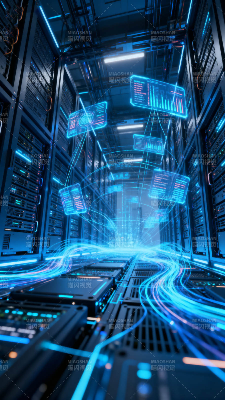 数据中心服务器机房科技感图片