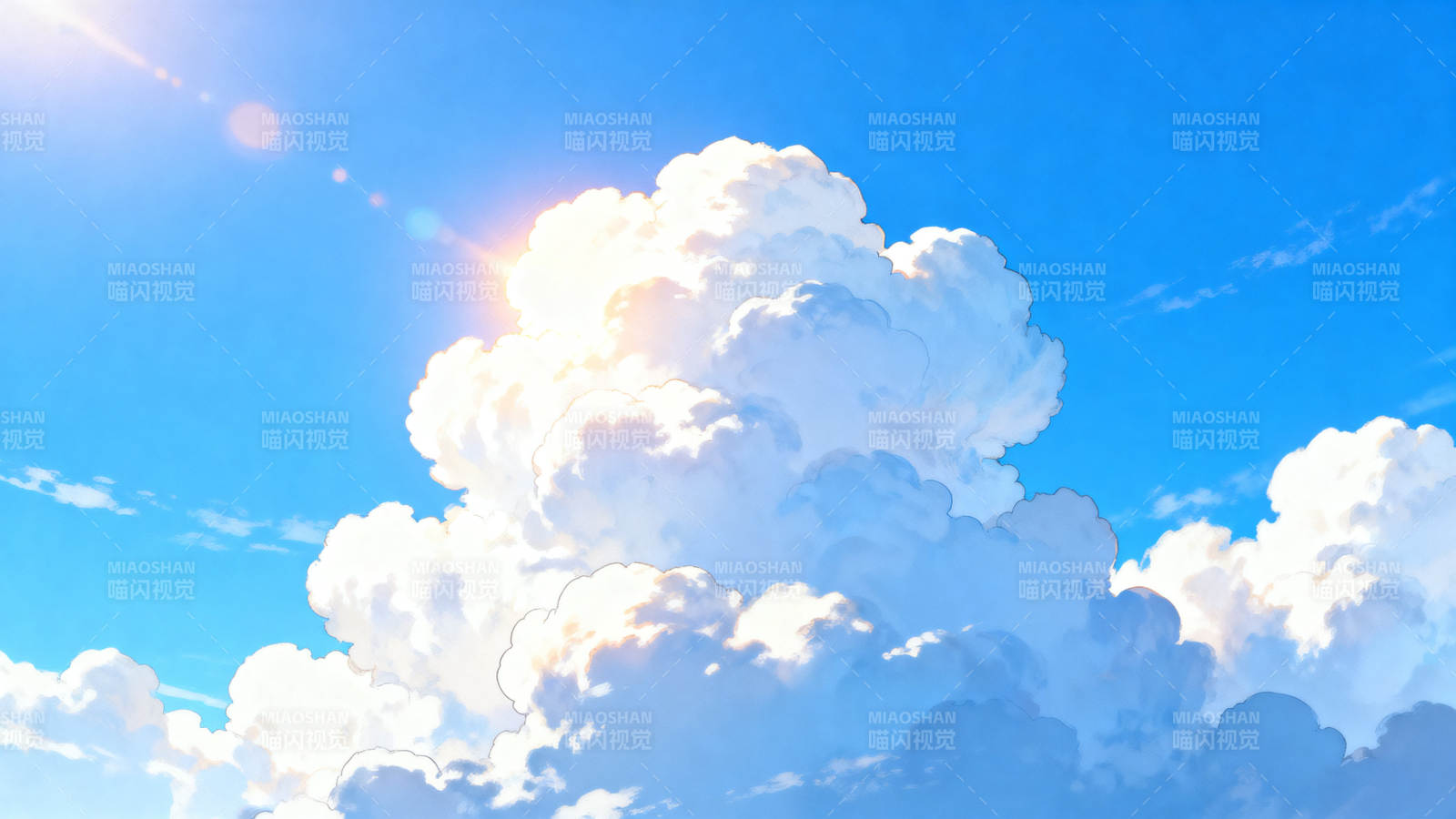 蓝天白云阳光明媚图片