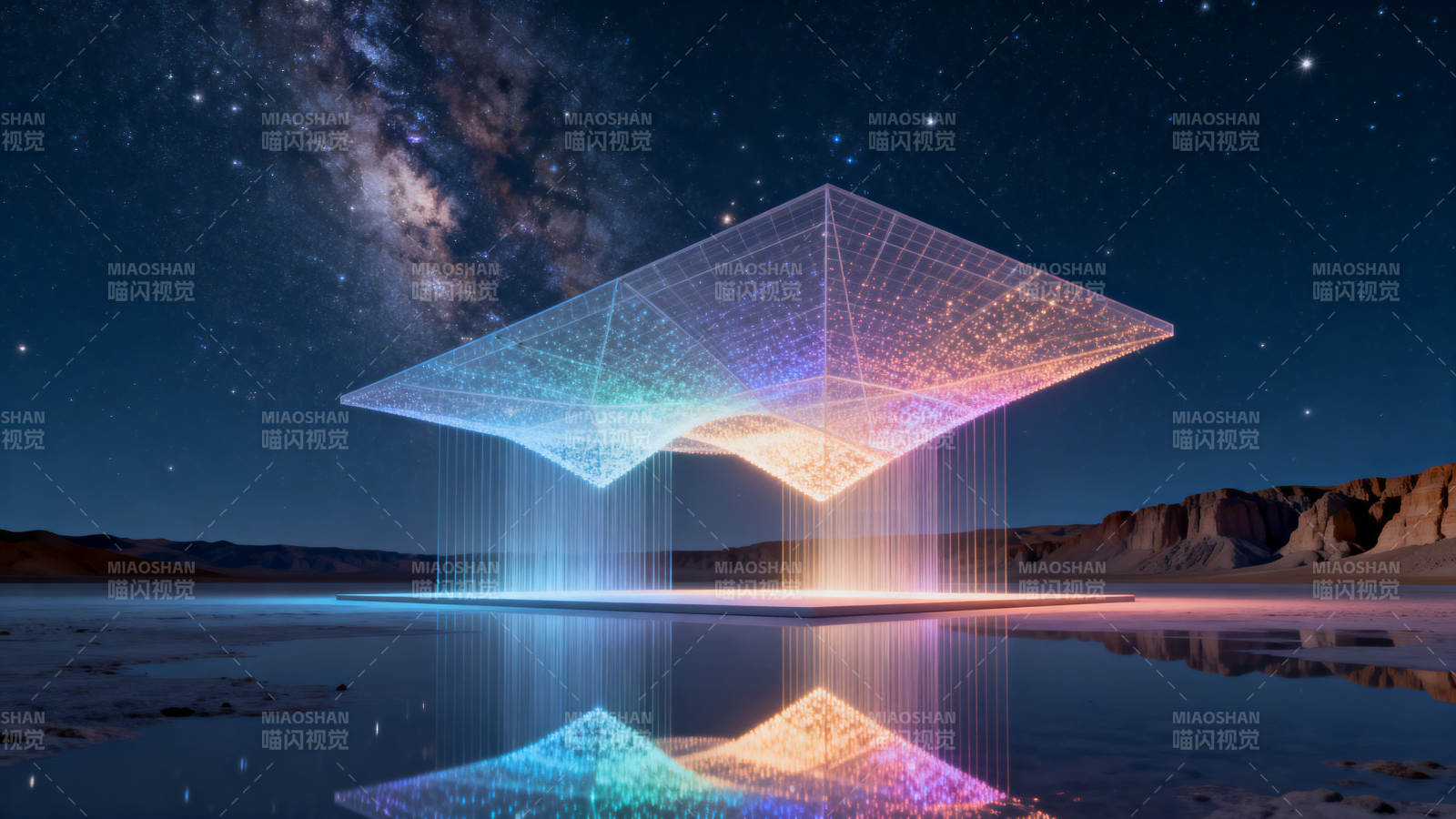 星空下的光影艺术装置图片