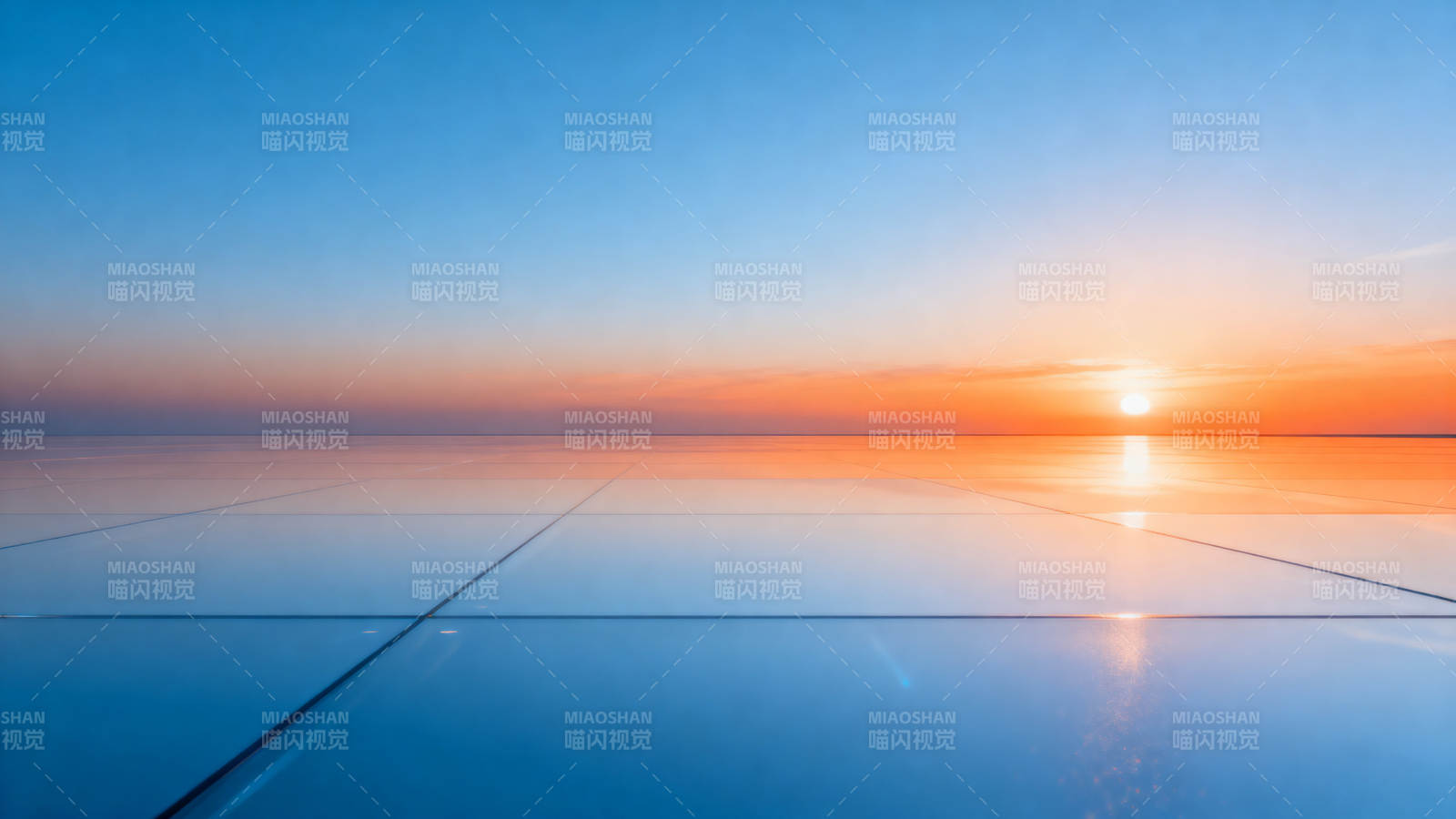 日出天空玻璃地面图片