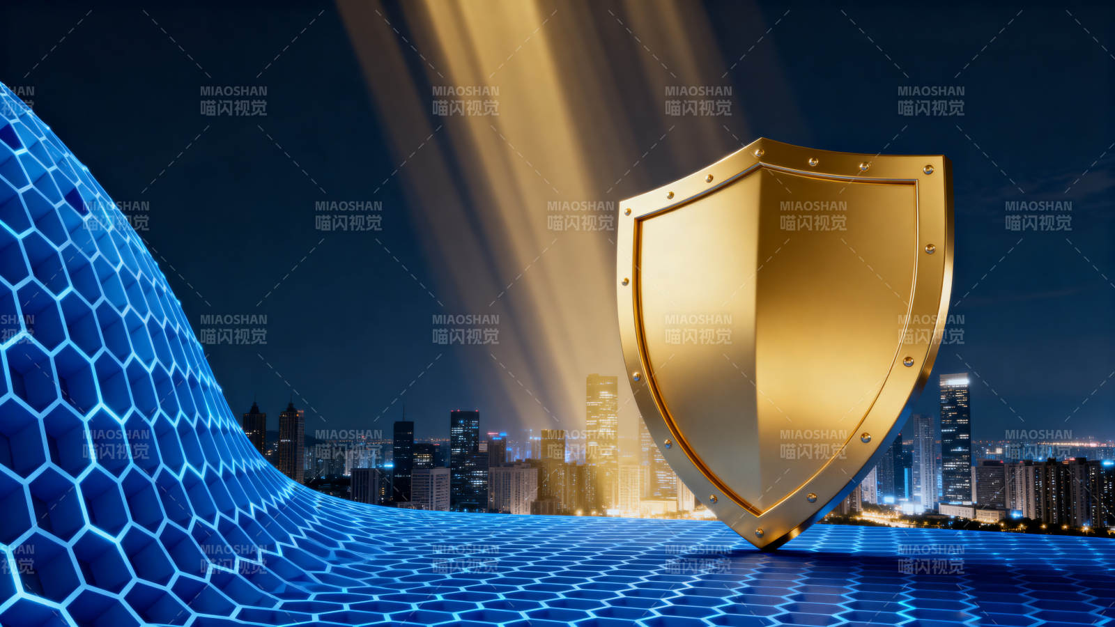 金色盾牌网络安全防护图片