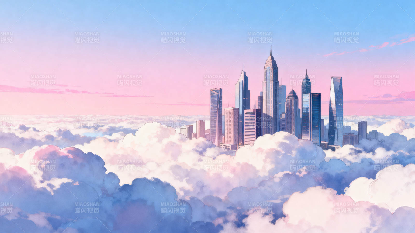 云中城市的梦幻景象图片