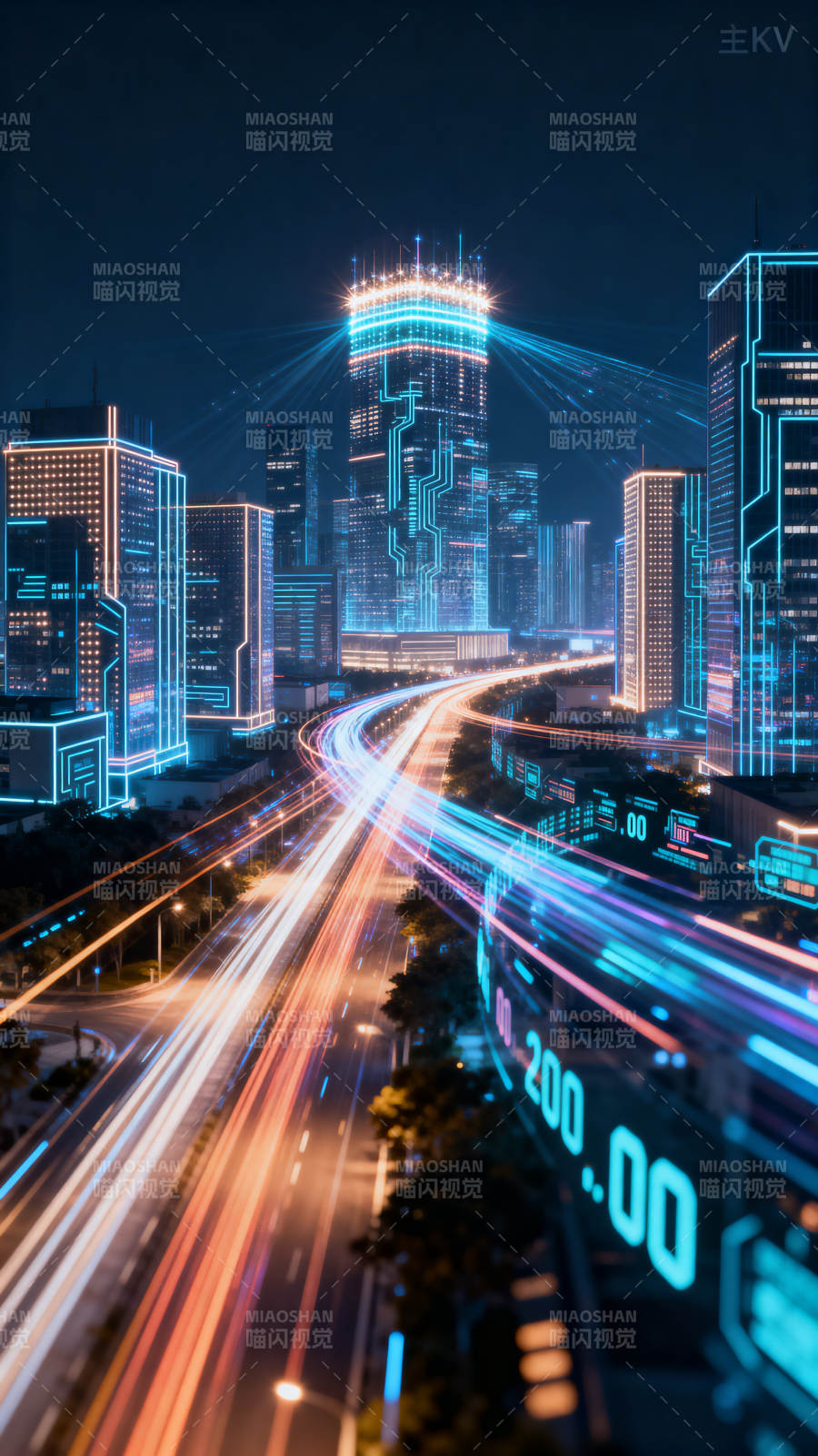 未来城市科技夜景图片