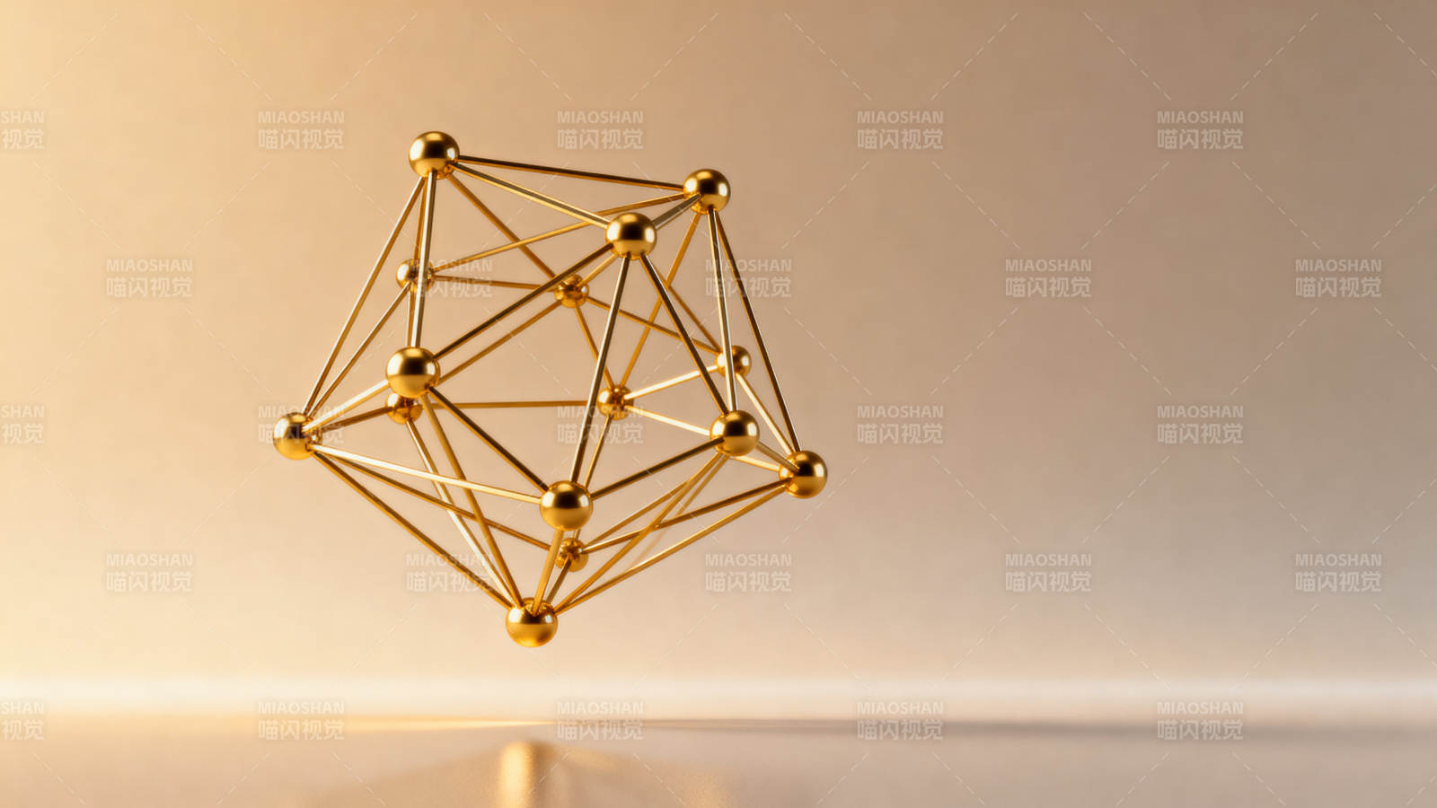 金色几何结构悬浮图片