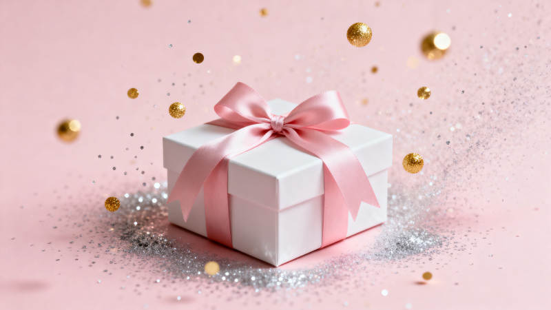 粉色背景礼物盒节日装饰图片