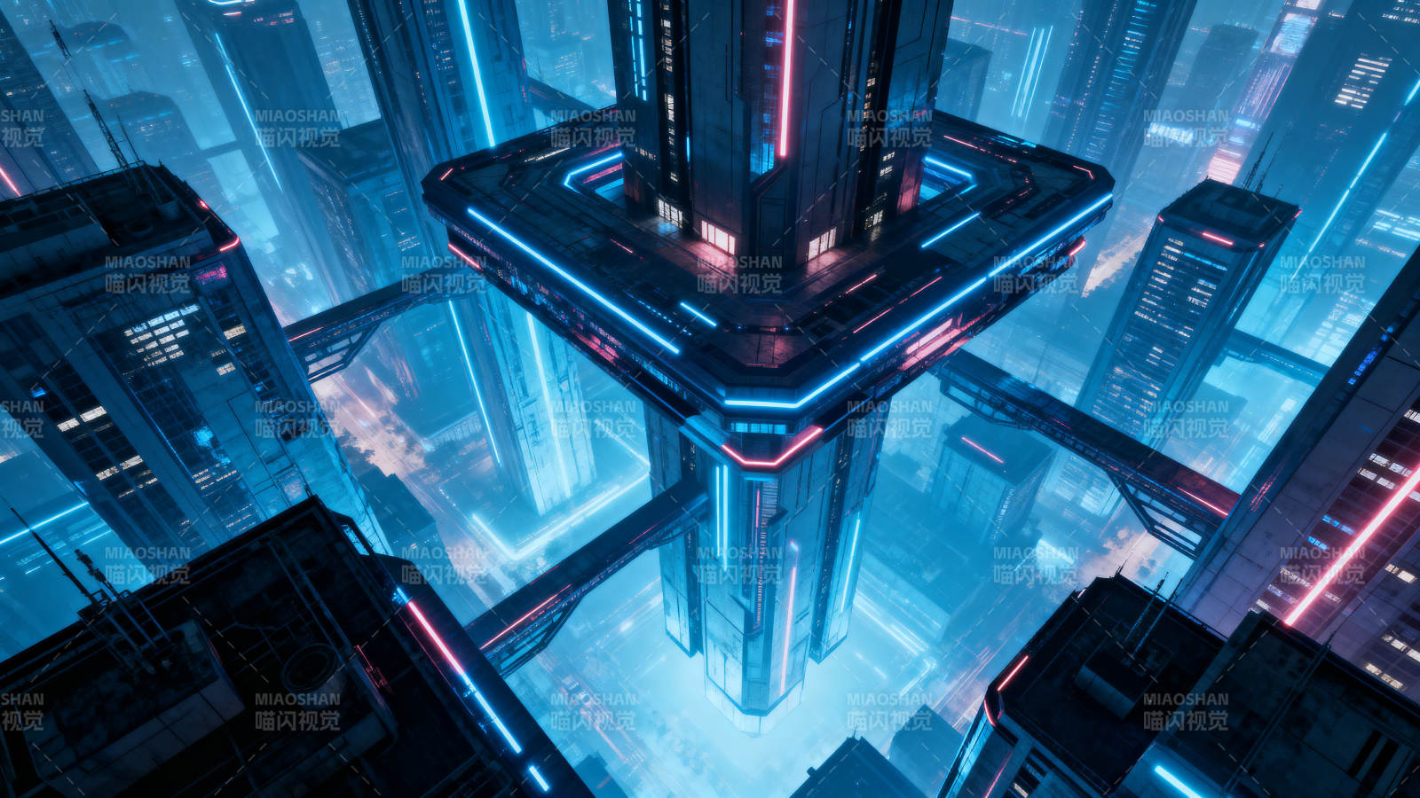 赛博朋克未来都市夜景图片