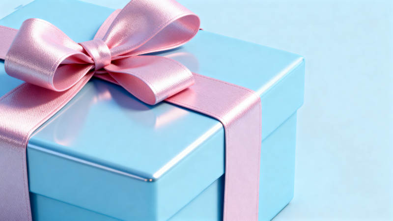 蓝色礼物盒粉色蝴蝶结图片