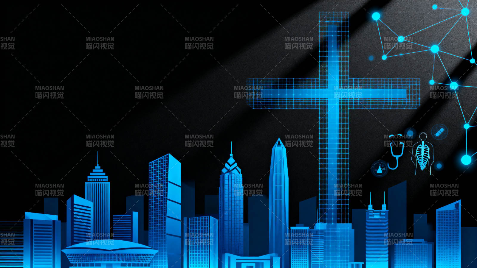 科技城市与宗教十字架图片