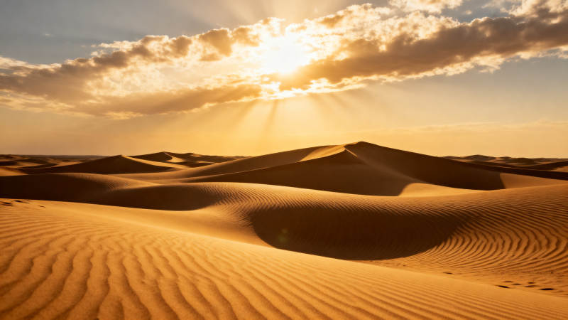 沙漠沙丘日落美景图片