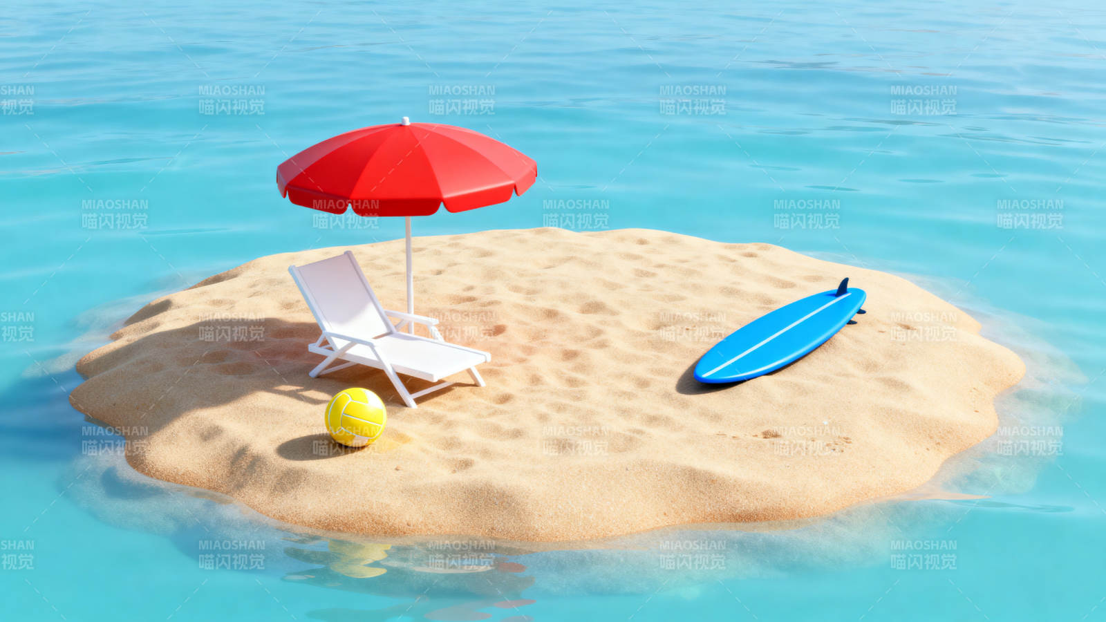 迷你沙滩孤岛度假场景图片
