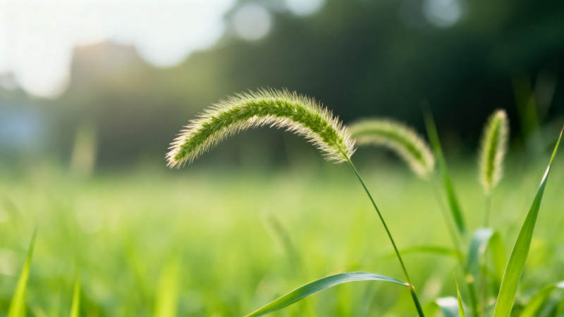 清晨草地上的狗尾巴草图片