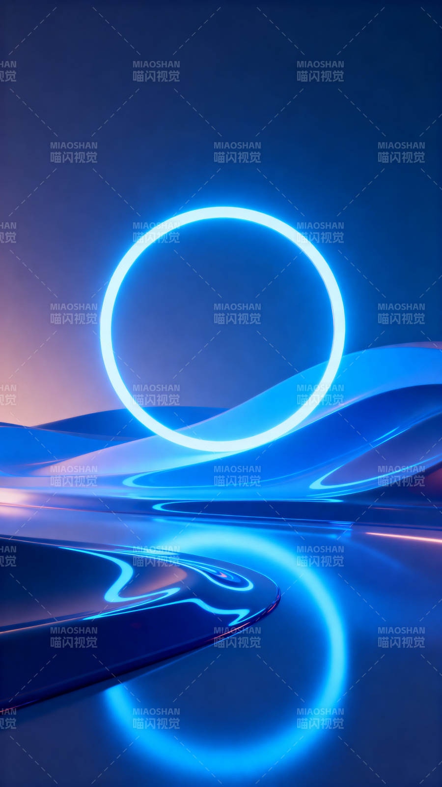 蓝色光圈抽象背景图片