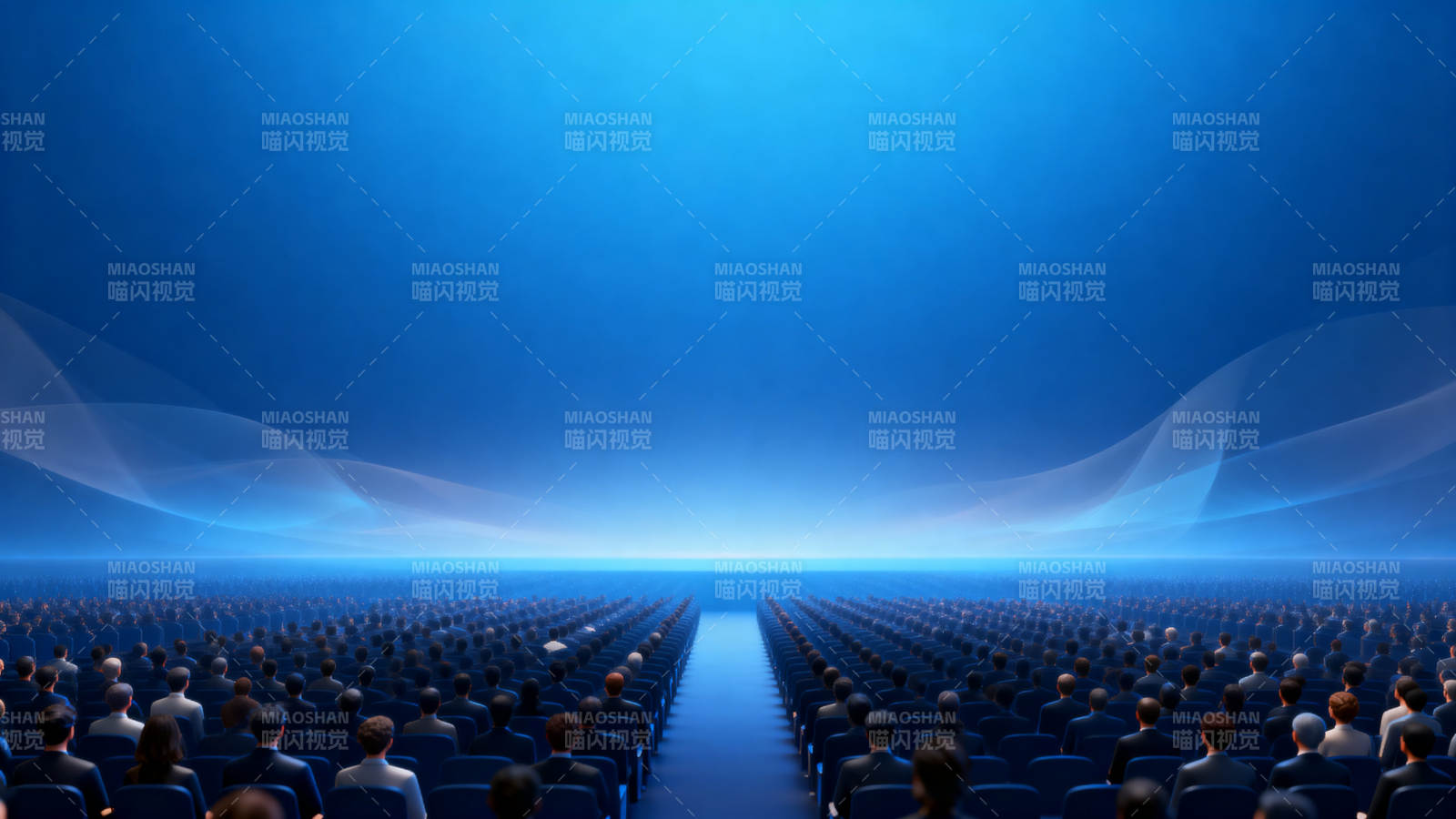 蓝色背景会议现场图片