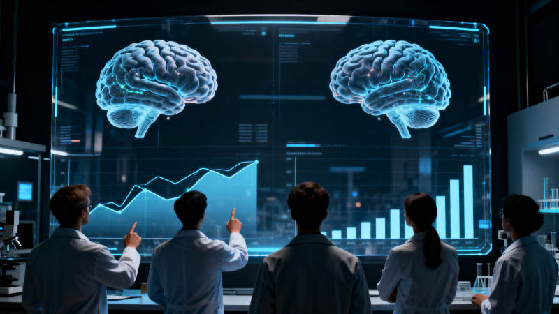 科学家研究大脑数据图片