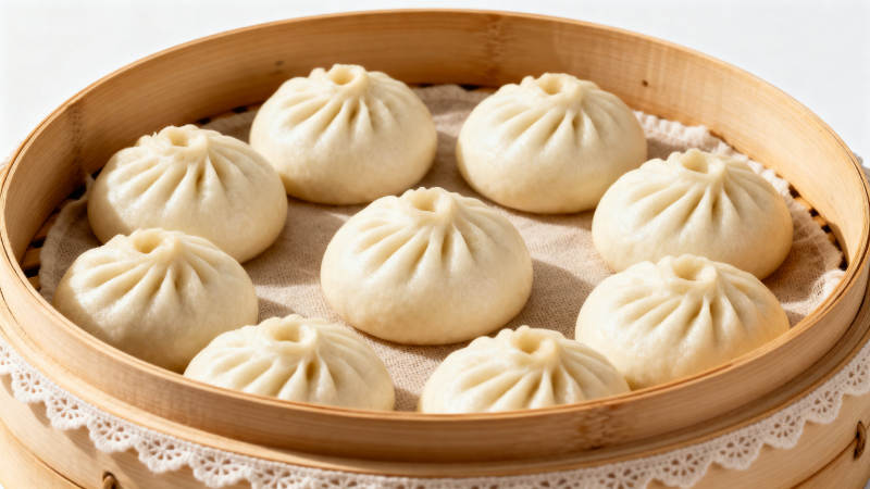 蒸笼里的鲜肉包子图片