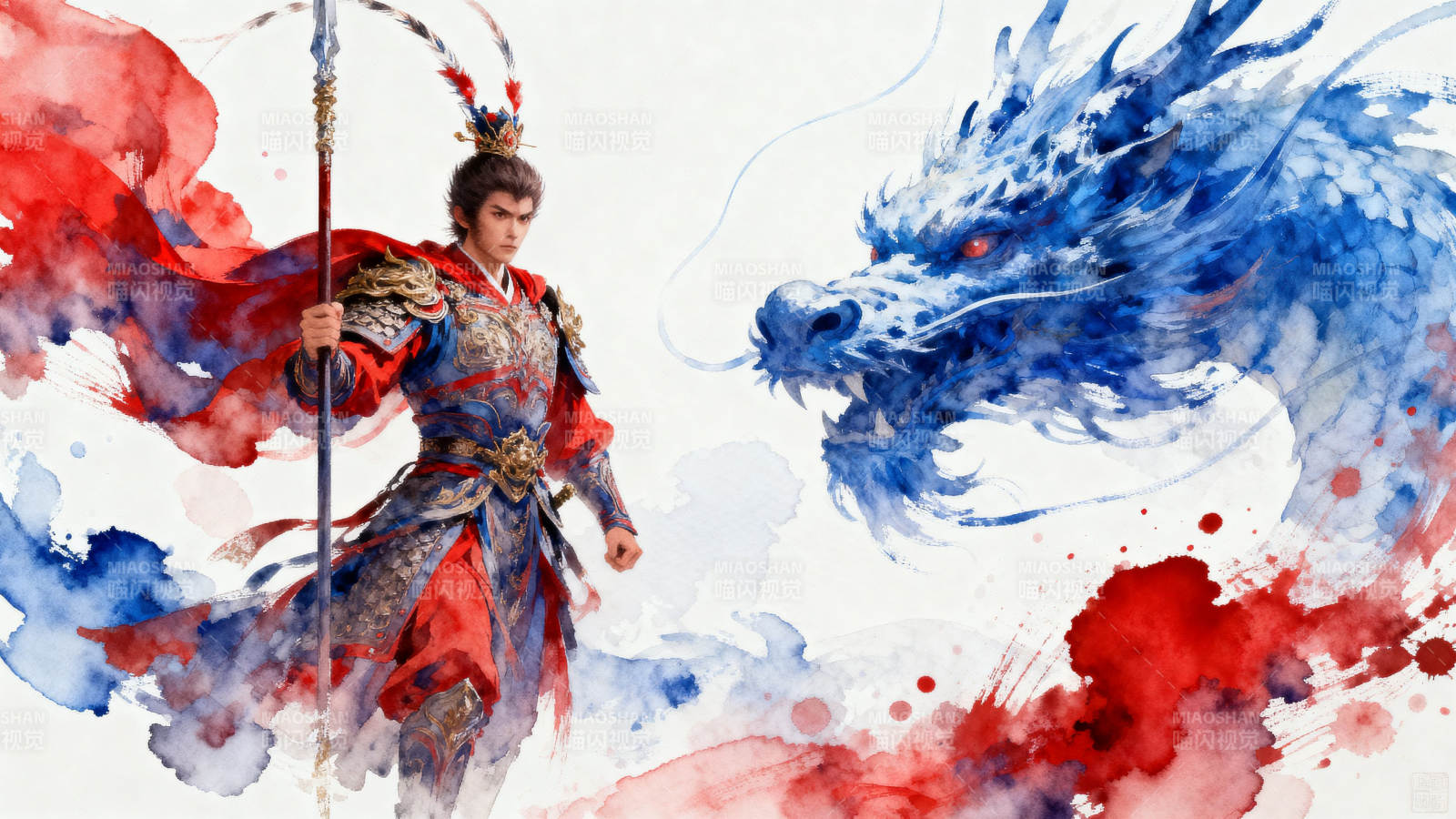 古装战士与龙的对峙图片