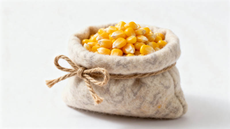玉米粒装在布袋里图片