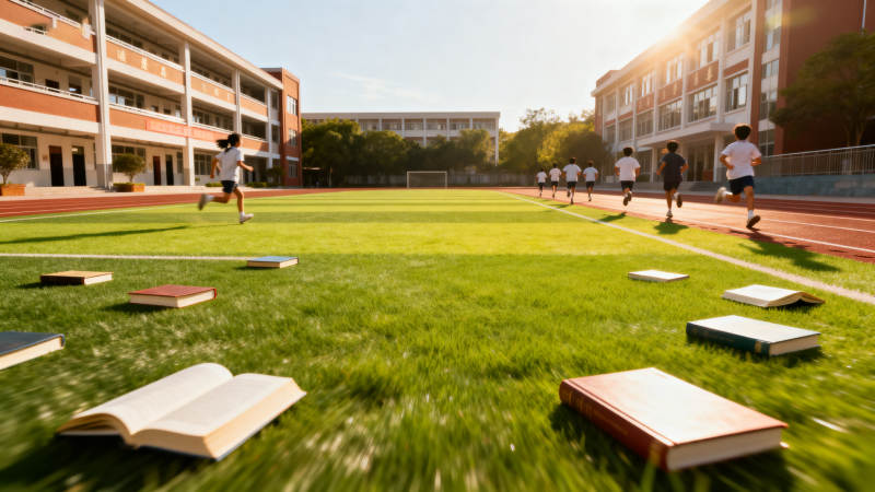校园操场上的运动与学习图片