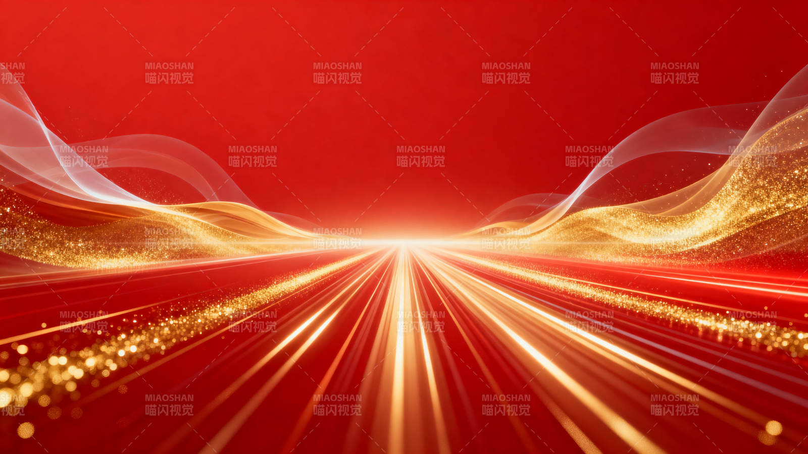 红色背景金色光束抽象背景图片