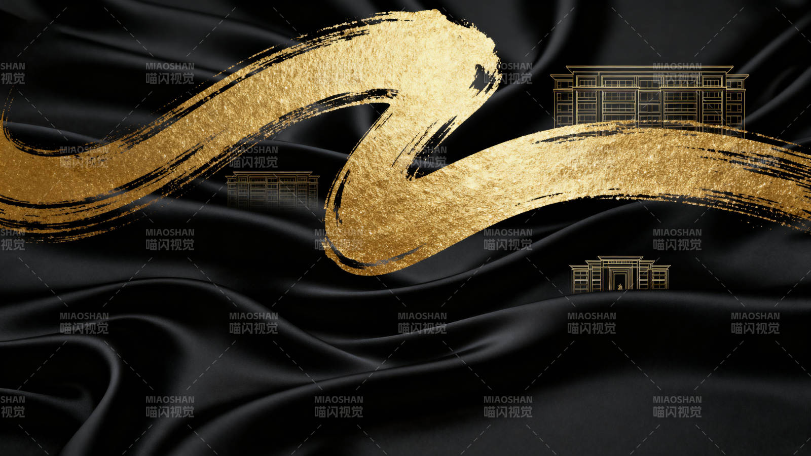 黑金背景建筑线条设计图片