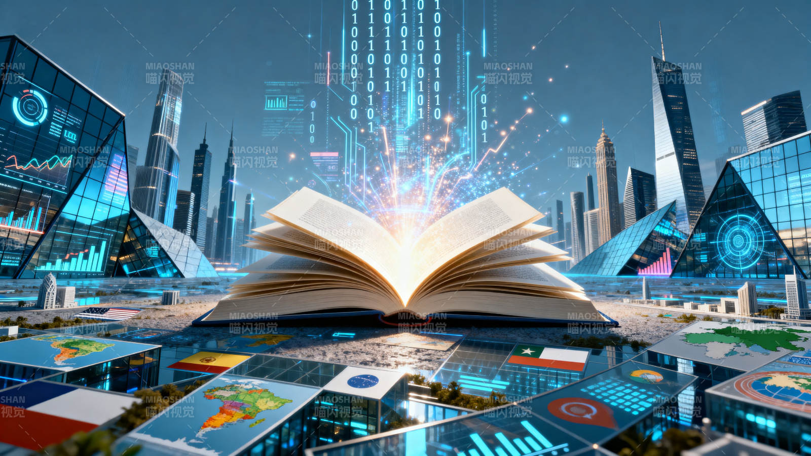 科技书籍与未来城市图片