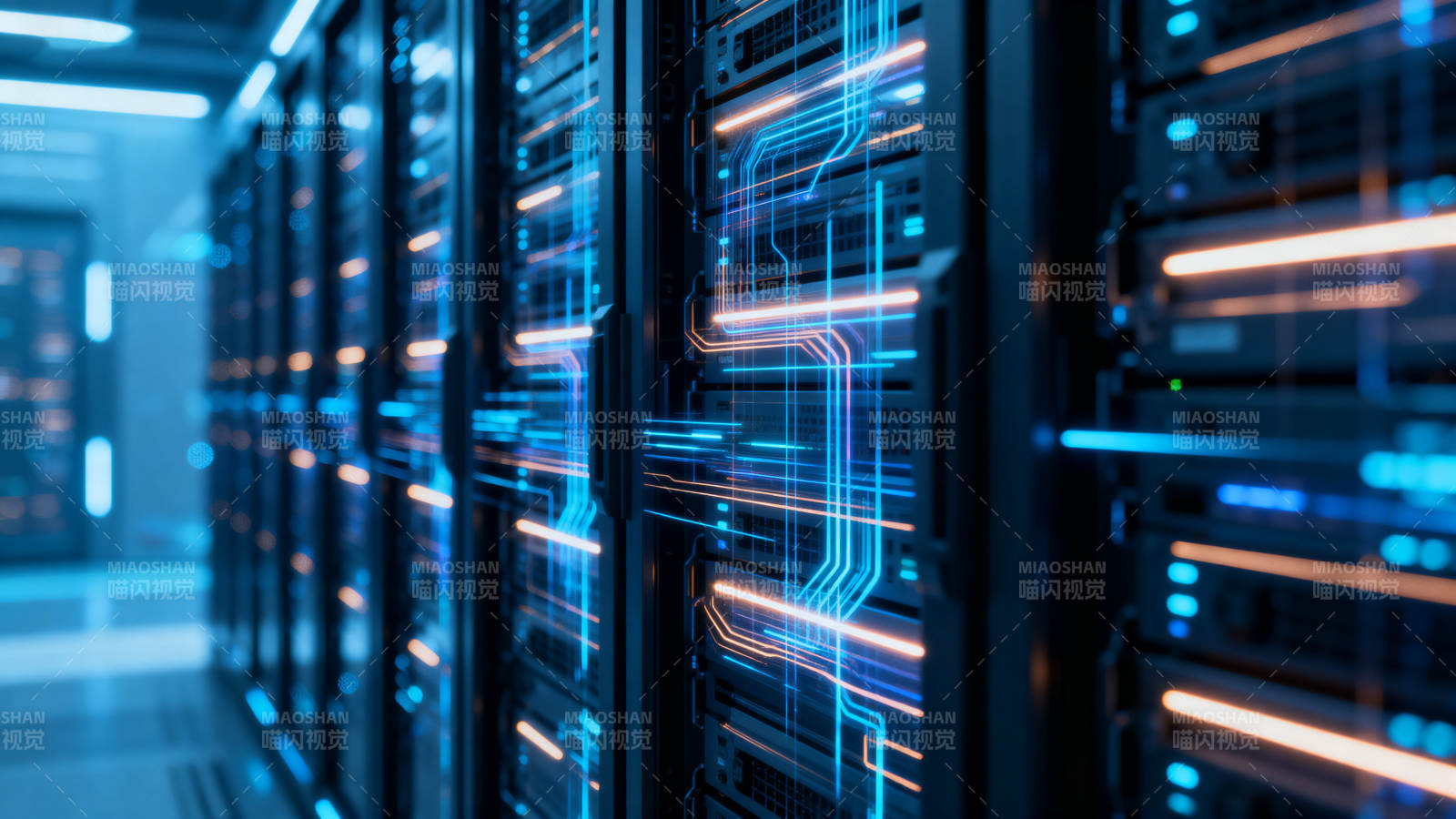 数据中心服务器机房科技感图片
