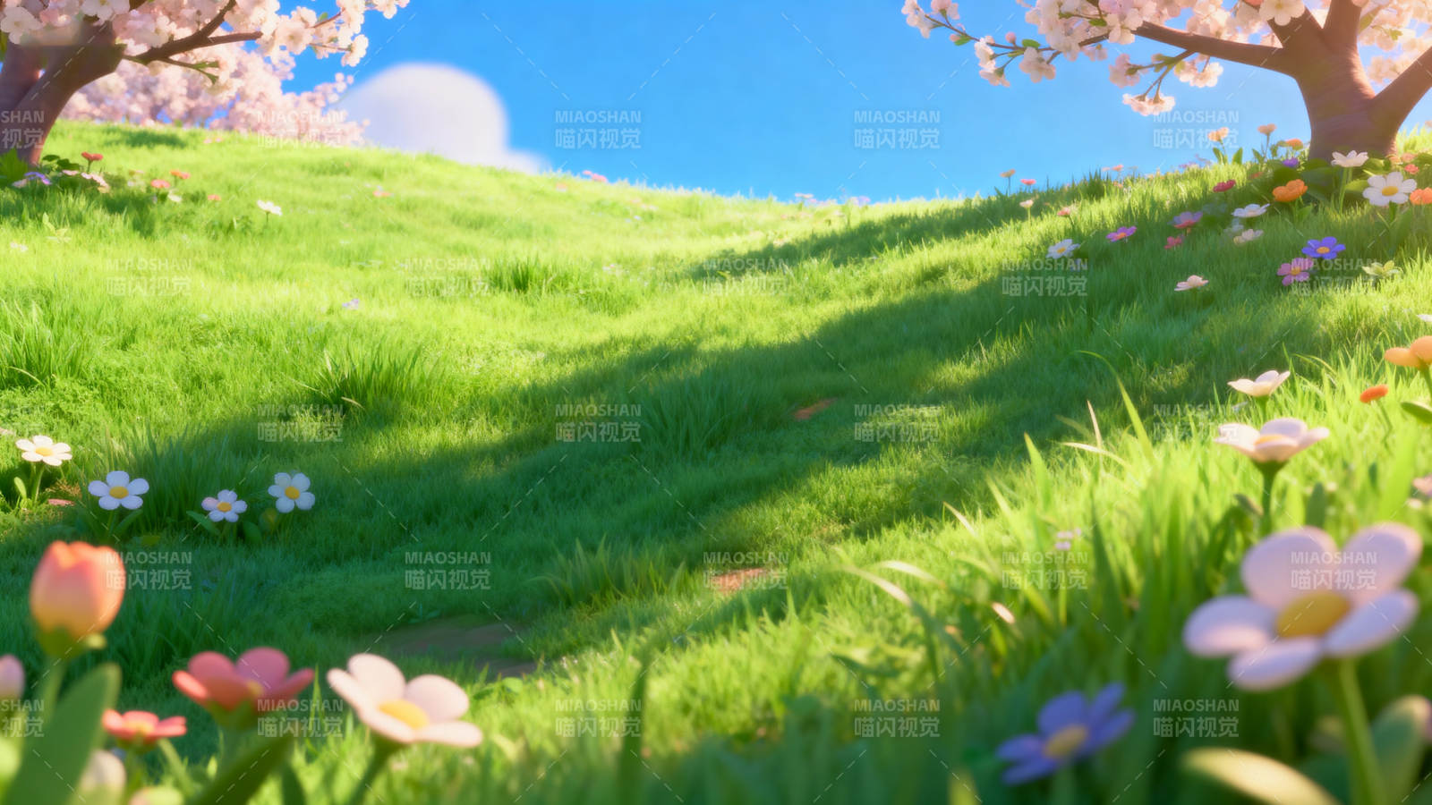 春日花坡阳光明媚图片