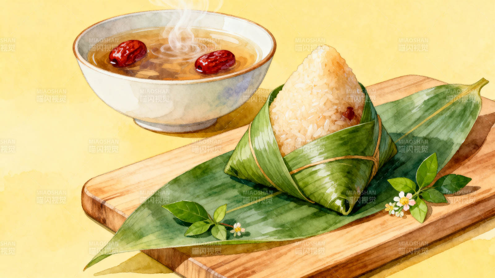 端午节粽子与红枣汤图片
