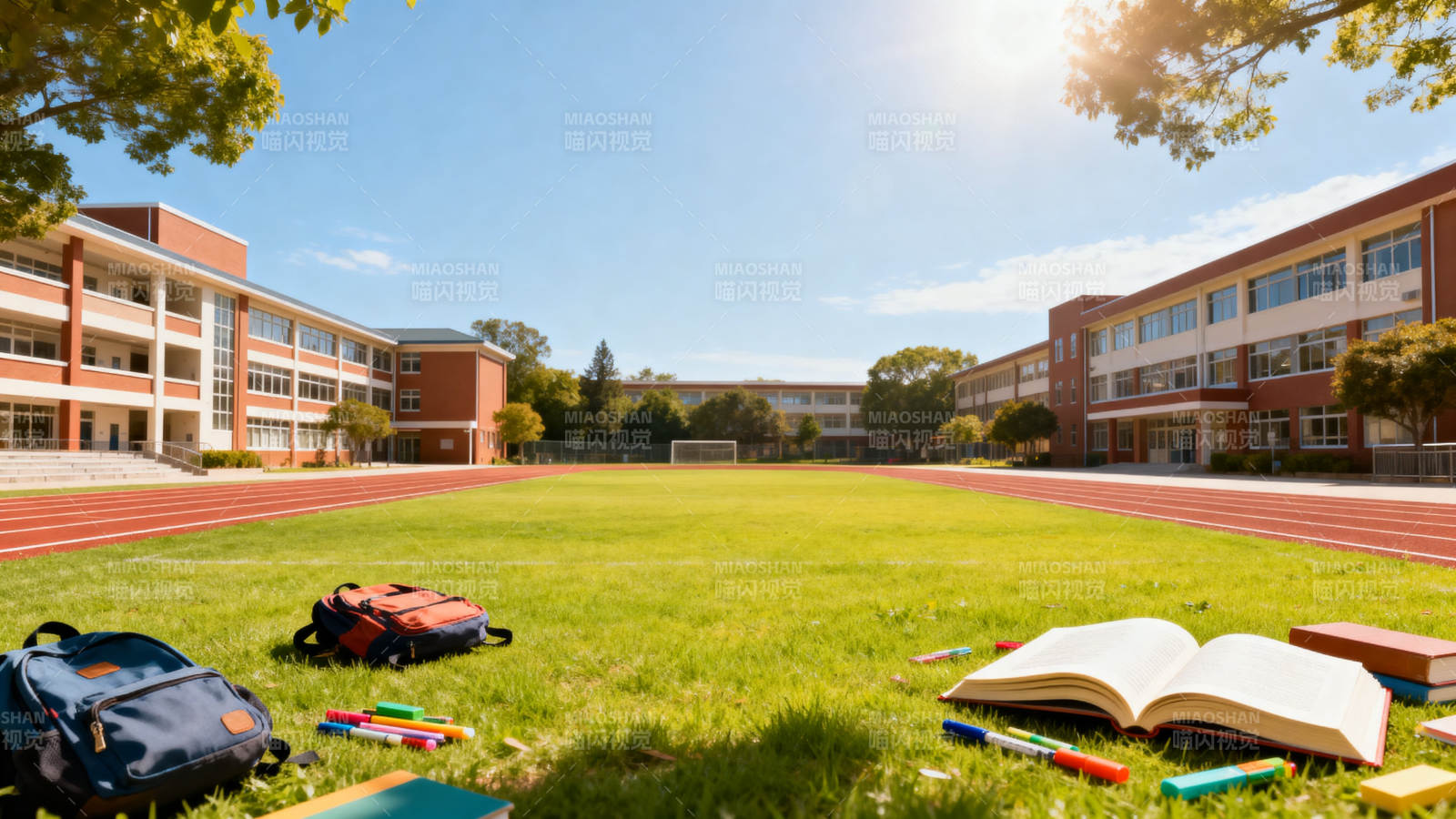 校园操场阳光下的学习时光图片