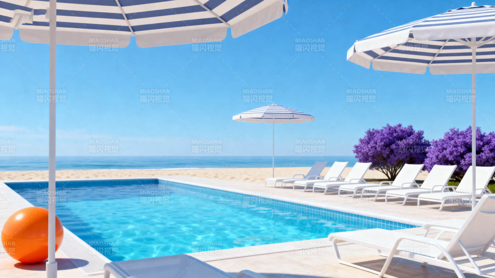 海边泳池休闲度假图片