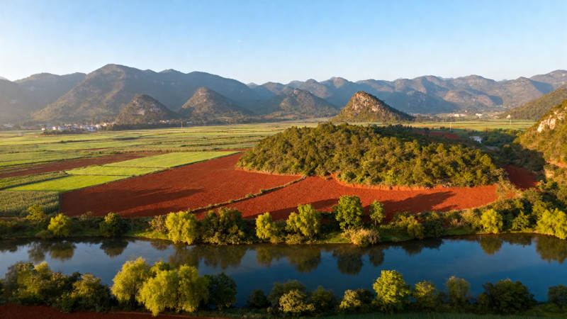 红土地与青山绿水图片