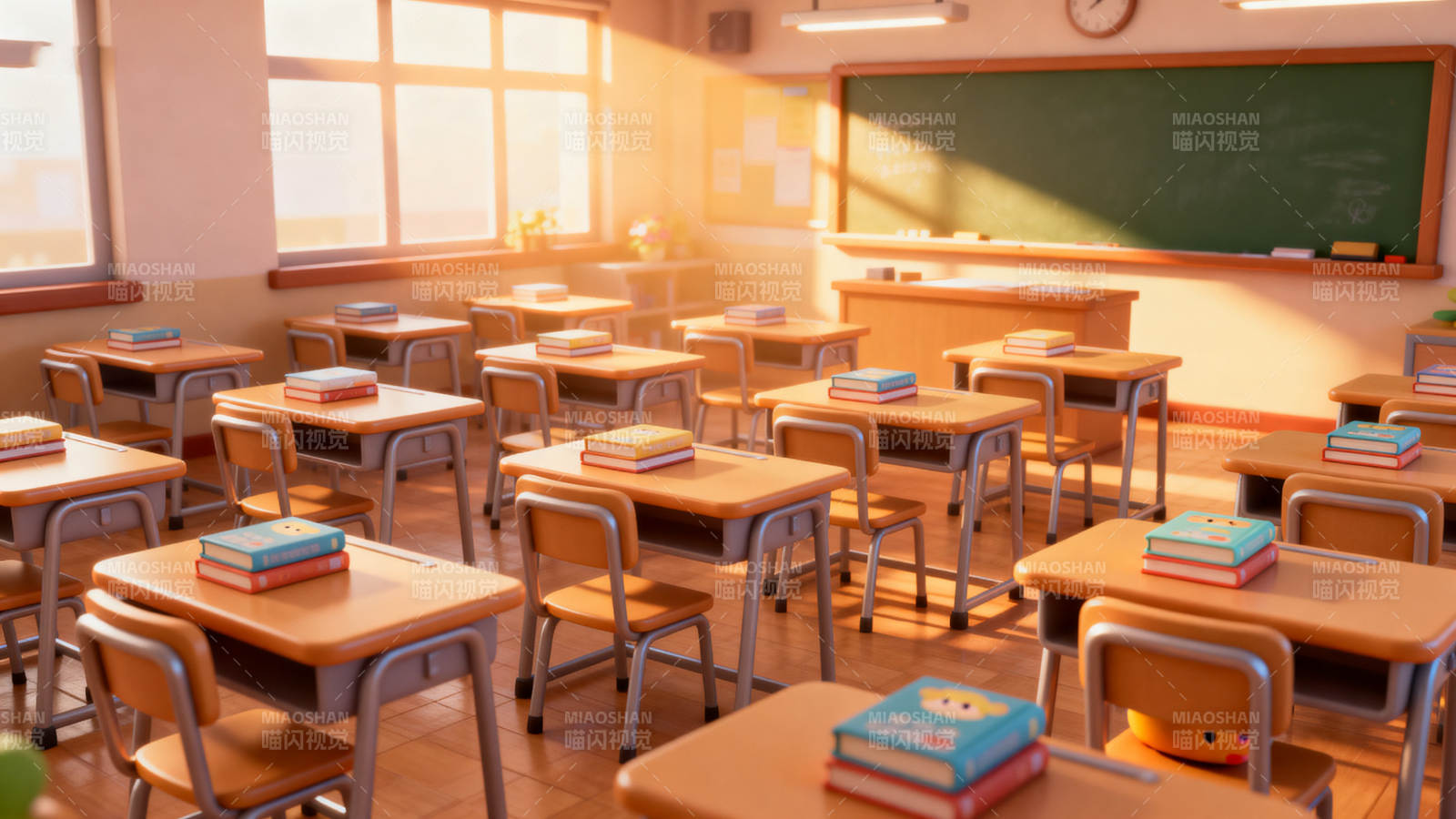 阳光洒满教室的温馨场景图片