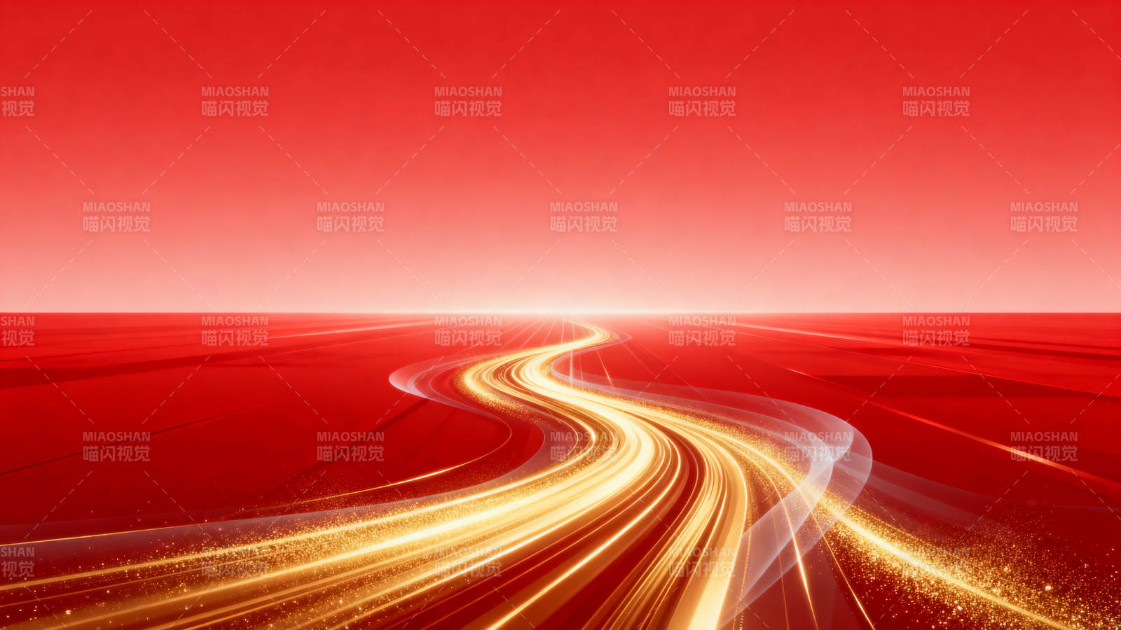 红色背景金色光带抽象背景图片