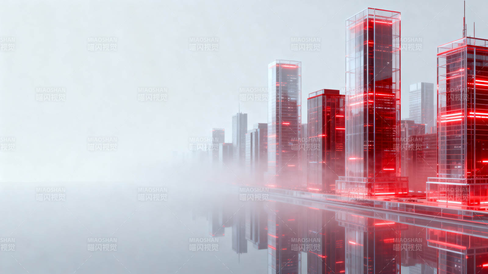 未来城市红色光影建筑图片