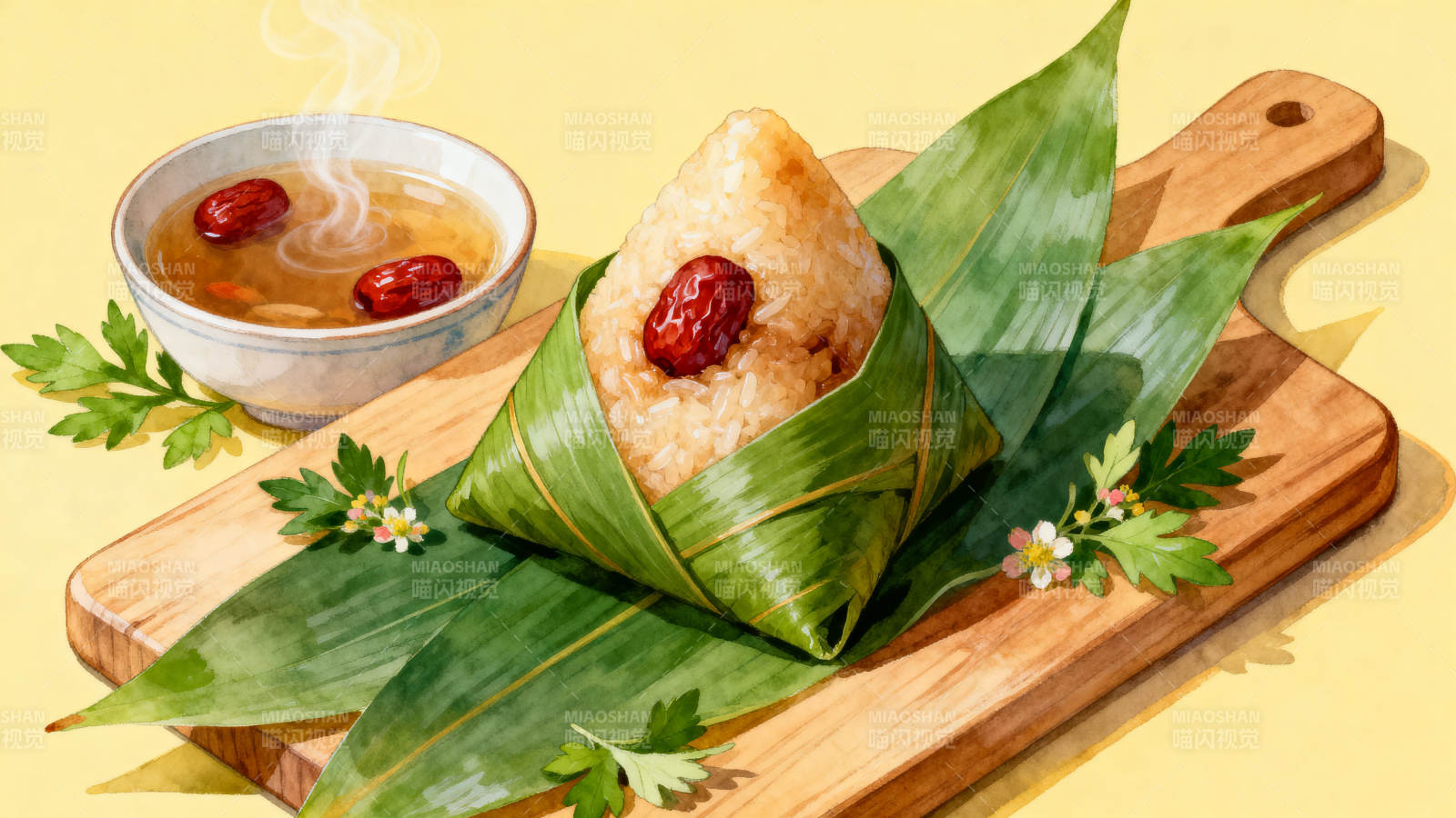 端午节粽子与红枣茶图片