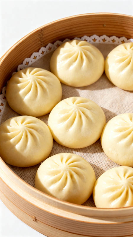 蒸笼里的鲜肉包子图片