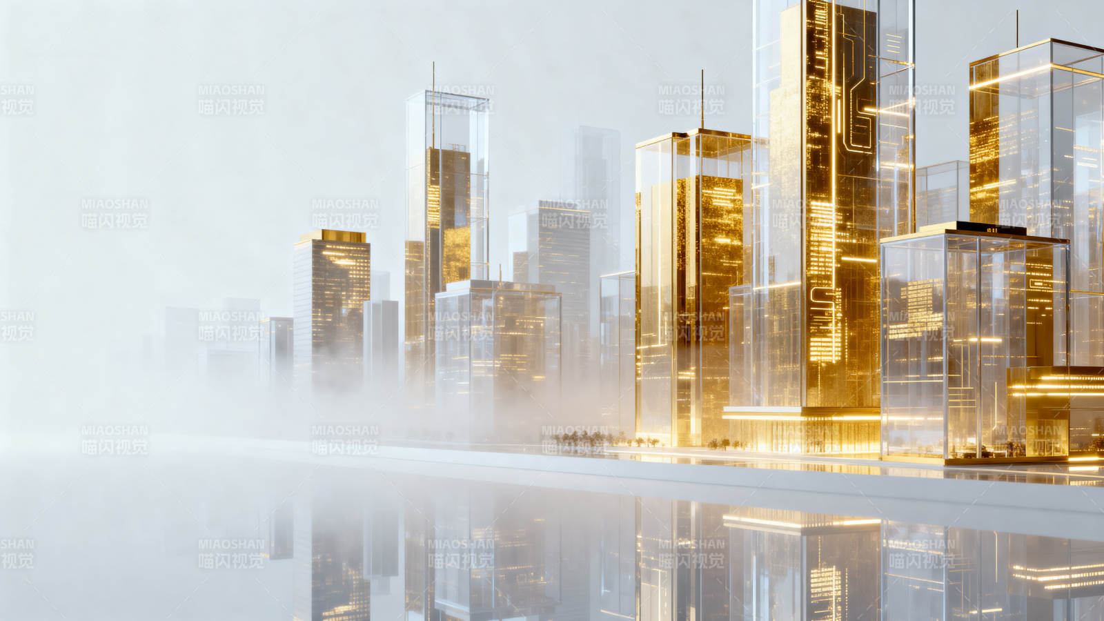 未来城市金色建筑图片